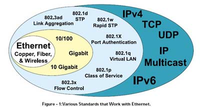 Various Standards that Work with Ethernet.